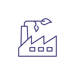 Poster - Green factory line icon. Industrial construction and sprout. Ecology concept. Can be used for topics like environment protection, nature, eco industry