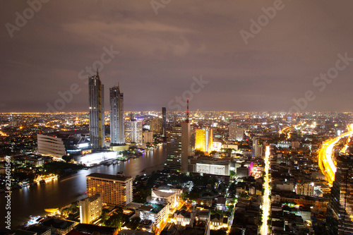 Photo Bangkok city top view panorama night cityscape inThailand