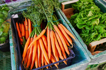 Wall Mural - Fresh organic vegetables and fruits on farmer market