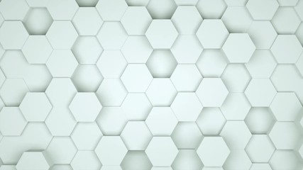 Aufkleber - Many abstract geometric hexagons as wave, optical Illusion, computer generated 3D rendering backdrop
