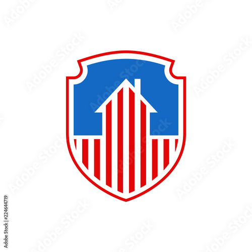 National Protection Usa House Symbol Us Flag Government Program Defending Motherland Emblem Day Of Patriots Of America Security House Sign Shield And Building Buy This Stock Vector And Explore Similar Vectors