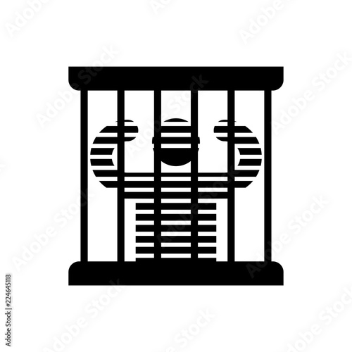 Fotografia Prisoner in prison icon. Perpetrator and bars on windows.