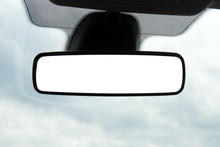 Blank rear view mirror with a clipping path. Empty space for design.