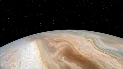 Wall Mural - Jupiter planet turbulence atmosphere surface  star field in background, Contains public domain image by NASA