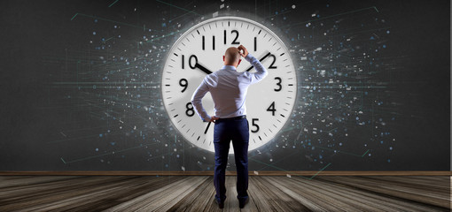 Poster - Man holding a clock timer 3d rendering