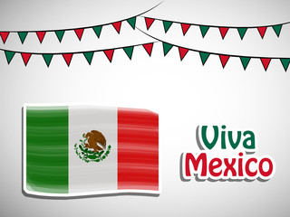 Canvas Print - illustration of elements of Mexico Independence Day Background. Mexico map in Mexico flag background with Viva Mexico text on the occasion of Mexico Independence Day
