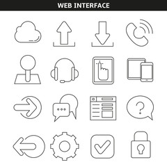 Wall Mural - web interface icons in outline style