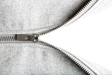 Silver Zip On Woolen Fabric