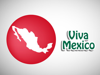 Sticker - illustration of elements of Mexico Independence Day Background. Mexico map in Mexico flag background with Viva Mexico text on the occasion of Mexico Independence Day
