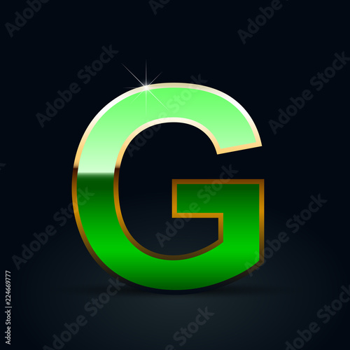 Green Glossy Casino Letter G Uppercase With Golden Outline Isolated On Black Background Stock Vector Adobe Stock Green Glossy Casino Letter G Uppercase With Golden Outline Isolated On Black Background Stock Vector Adobe Stock