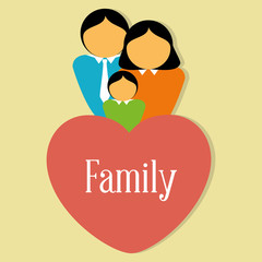 Wall Mural - happy family members with heart characters