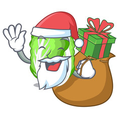 Sticker - Santa with gift chinese cabbage vegetable isolated on cartoon