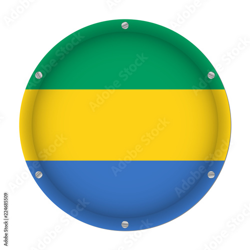 Fotografie, Obraz round metallic flag of Gabon with screws