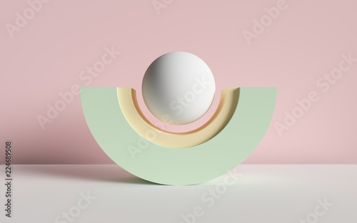 3d render, abstract background, primitive geometric shapes, pastel color pale...