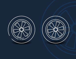 Wheel linear icon - vector minimal car tyre symbol or sign