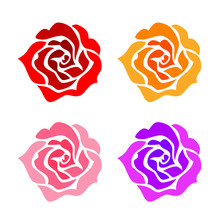 Roses Set On A White Background