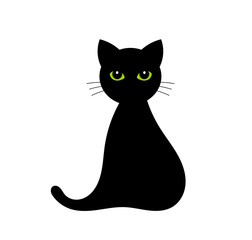 Wall Mural - black cat with green eyes