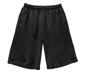 Wall Mural - blank sports short pants color black front view on white background