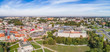 Panoram Lublina z lotu ptaka, widok na zamek Lubelski i plac zamkowy. Krajobraz Lublin z powietrza.