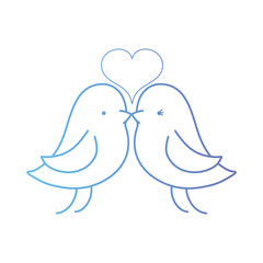 Sticker - line bird dove lover with heart design