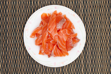 Wall Mural - sliced raw salmon in dish