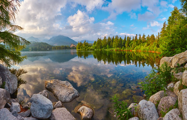 Mountain lake in Slovakia. Strbske Pleso. Europe