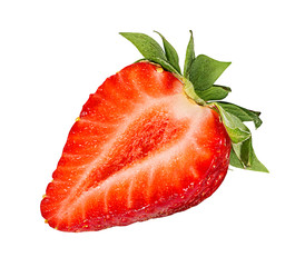 Wall Mural - Fresh strawberry half isolated on white background with clipping path