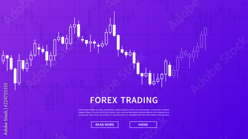 Stock Market Chart Graph Vector Banner On Purple Background - 