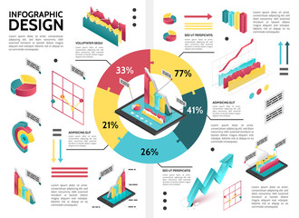Poster - isometric colorful business infographic template