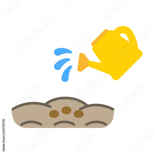 Watering Plant Seeds In The Ground Stock Vector Adobe Stock