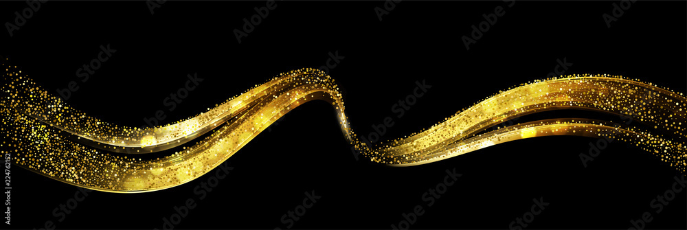 Abstract shiny color gold wave design element - obrazy, fototapety, plakaty 
