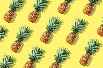 Poster - Colorful fruit pattern of fresh whole pineapples