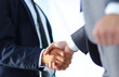 © ASDF - Friendly smiling businessmen handshaking. Business concept photo