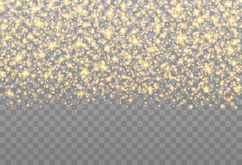 Poster - Gold sparkles on the transparent background. Vector light effect.