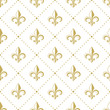 Seamless golden pattern with Fleur de Lis. Vector illustration.