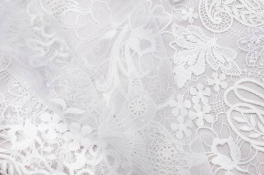 Wall Mural -  - Lace cloth macrame of their cotton and polyamide of ivory