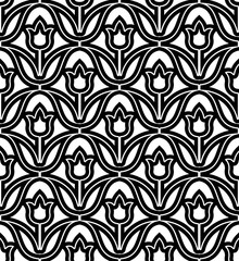 Poster - Vector pattern with stylized flowers. Geometric seamless pattern.