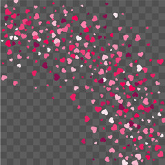 Heart confetti beautifully fall on the background