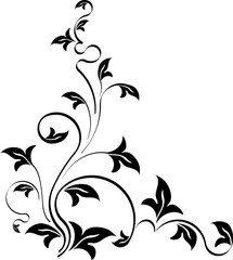 Fototapete - Stencil style floral corner. Template for your design.