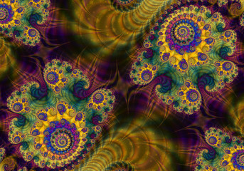 Poster - Abstract Digital Artwork. Patterns of nature. Jewels and seashells theme. Technologies of fractal graphics.