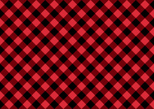 Checkered Diagonal Black And Red Wide Card. Vector Fashion Background.
