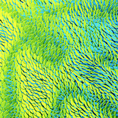 Wall Mural - 3d render, abstract wavy scales background, neon green, pattern, macro carpet texture