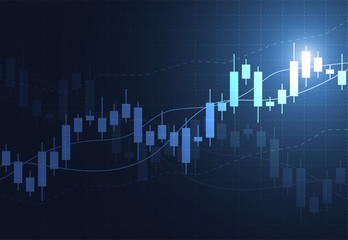 Business candle stick graph chart of stock market investment trading on dark background design. Bullish point, Trend of graph. Vector illustration