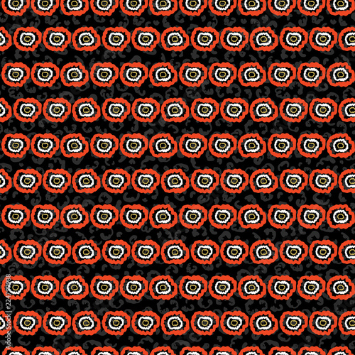 Photographie 60s Polka Dot Stripes Vector Pattern Hand Drawn Background, Retro Dotty Abstract