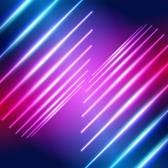 Sticker - Bright neon 80s styled lines ultraviolet steps background