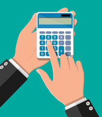 Poster - Hand with calculator.
