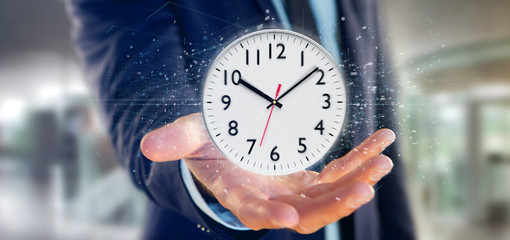 Poster - Man holding a clock timer 3d rendering