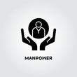 hands holding people for manpower concept
