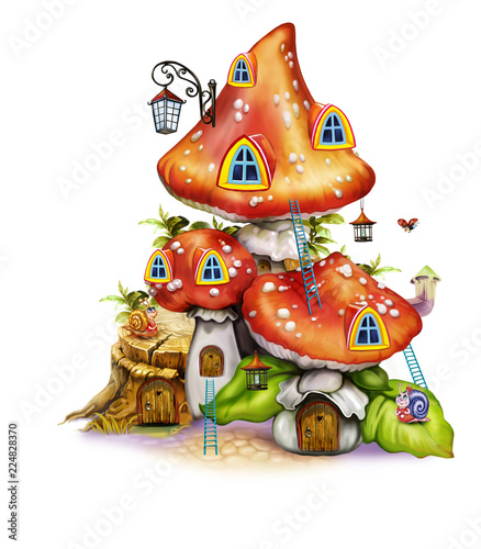 Fairytale mushroom house - Buy this stock illustration and explore ...