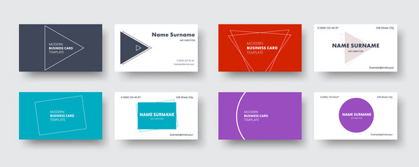Aufkleber - set of business cards in a minimalist style with different geometric shapes.